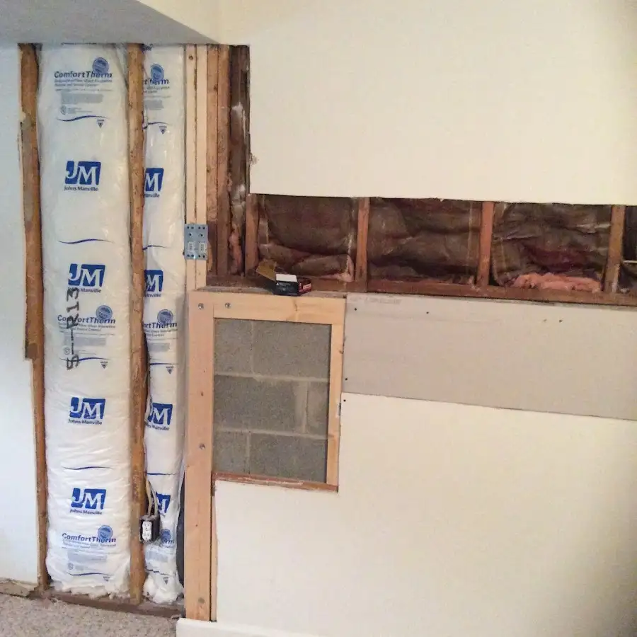 Wall insulation replacement during Basement Flood Cleanup in Sewickley